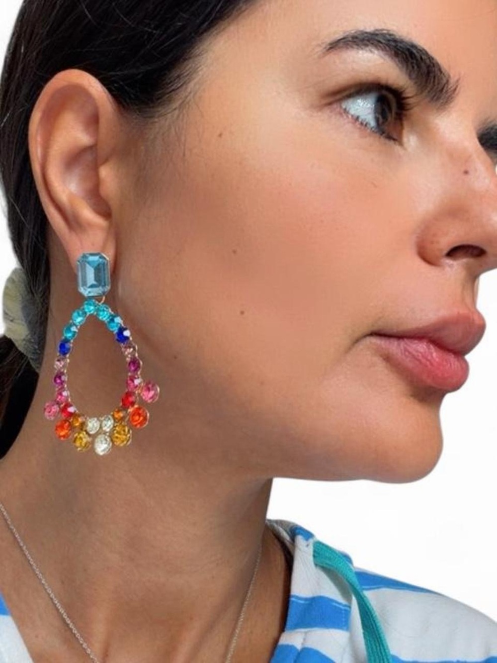 Multicolor Crystal Teardrop Earrings - Women Jewelry